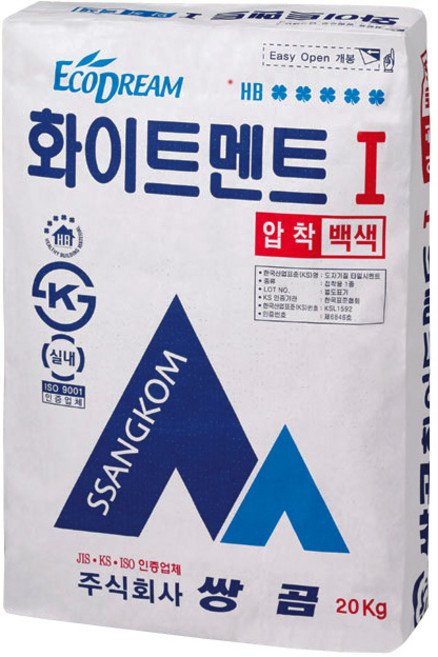 쌍곰 압착시멘트 자기질타일 바닥시공용 20kg 백색, 1개