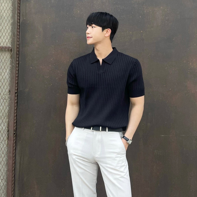 남성 여름 카라 반팔 니트 티셔츠 폴로 반팔