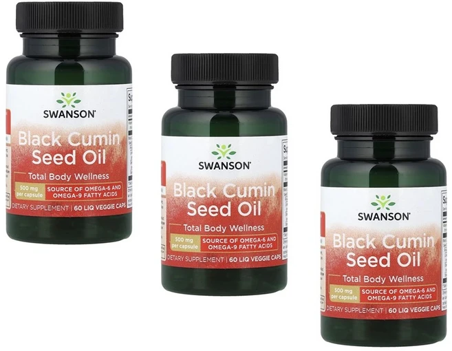 스완슨 블랙 커민 씨오일 500mg 액상 베지 캡슐 60정, 3개 - 쿠팡