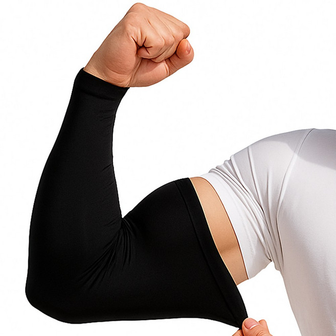 싱글레이드 빅사이즈 쿨토시 굵은팔 팔토시 1+1, 블랙+블랙, 1세트