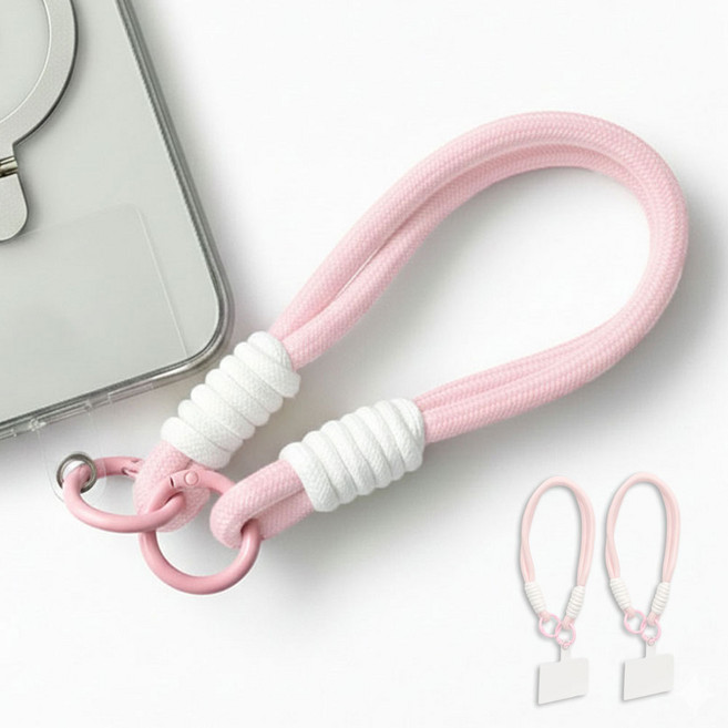 라미 핸드폰 도난방지 손목 스트랩 2개, 1세트, 핑크