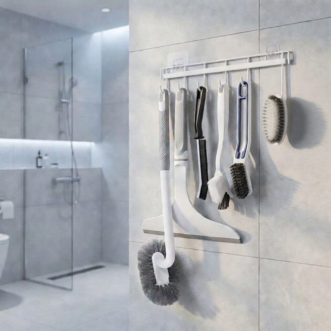 꼼수창고 무타공 욕실 화장실 청소 올인원 7종 세트, 화이트, 1세트