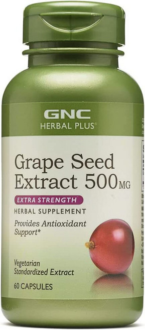 GNC 포도 씨앗 추출물 500mg 캡슐, 60정, 1개
