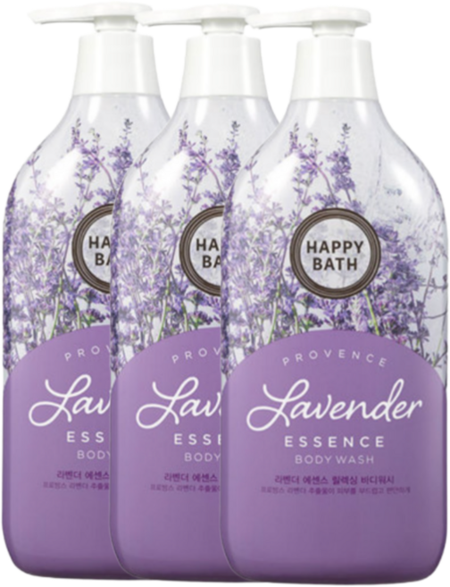 해피바스 라벤더 에센스 릴랙싱 바디워시 허브향, 900g, 3개