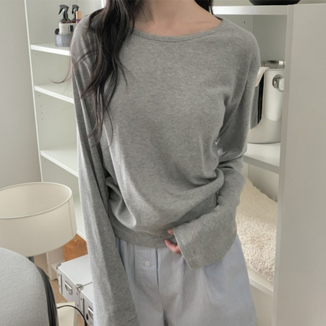 마이쏭 여성 봄신상 여리여리 기본티 이너티 헤일입술넥긴팔티