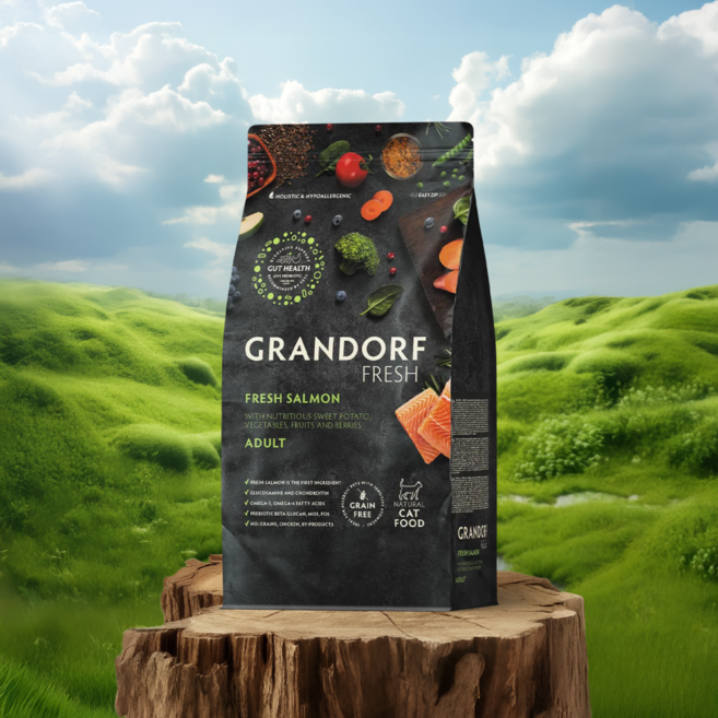 그랜도르프 프레쉬 캣 어덜트 고양이 생육사료, 1개, 2kg, 연어+고구마