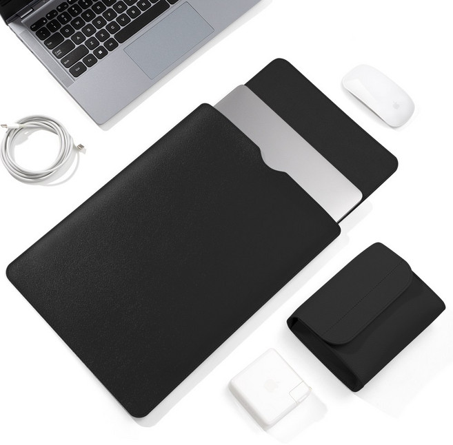 노트북 파우치 케이스 융쿠션 스크래치방지 14인치 16인치 노트북 파우치 케이스 커버 슬리브, 블랙, 1개