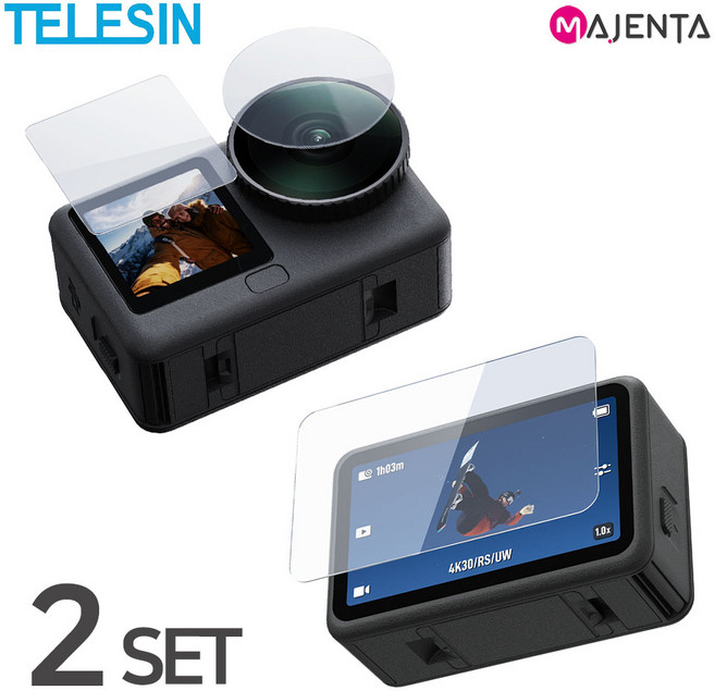 텔레신 오즈모 액션6 보호필름 강화유리 액정 2세트, 오즈모 액션6 강화유리 보호필름