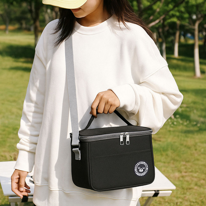 루엔다 캠핑 피크닉 도시락 보온보냉백 쿨러백, 블랙