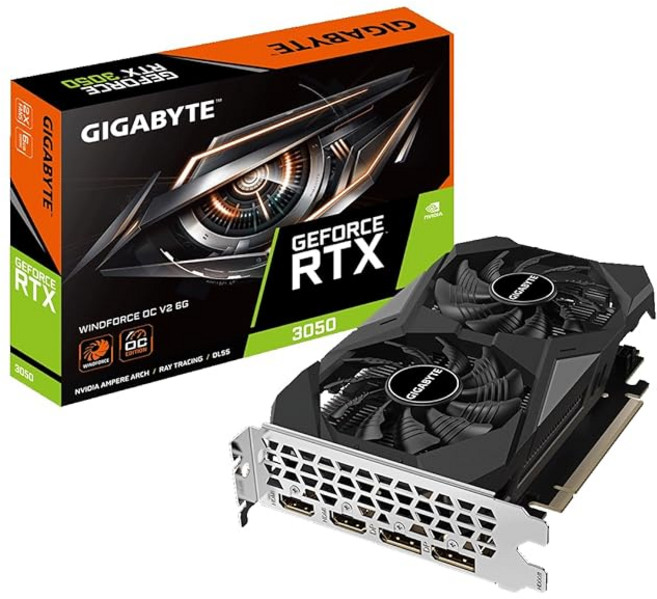 기가바이트 지포스 RTX 3050 WINDFORCE OC V2 6G 그래픽 카드 2개 팬 6GB GDDR6 96비트 GV-N3050WF2OCV2-6GD, RTX 3050 윈드포스 OC V2 6G