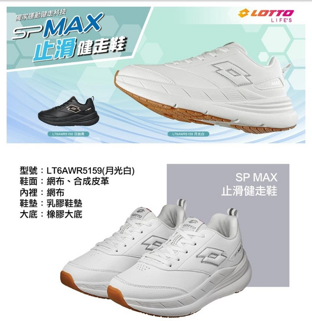 LOTTO SP MAX 止滑健走鞋 LT6AWR5159 月光白