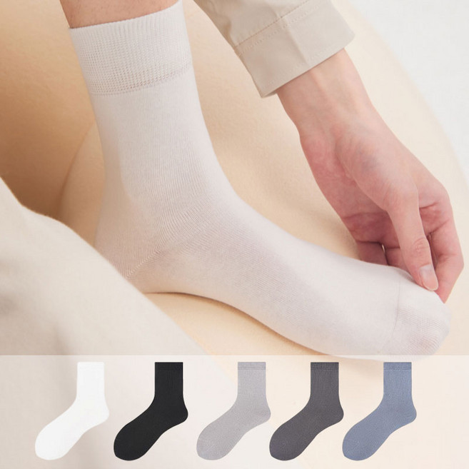 Banjiwu 여성 양말 순색 무압박 겨울 양말 장목 양말 중목 양말 운동 양말 패션 양말 면 양말 5족 세트