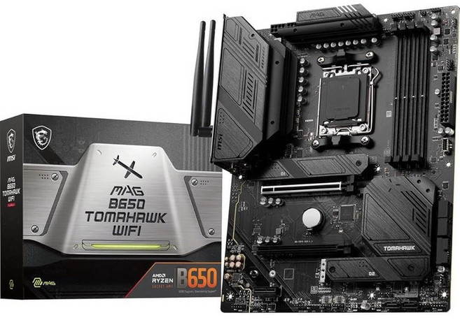 MSI MAG B650 토마호크 WiFi 게이밍 마더보드 AMD Ryzen 900080007000 시리즈 프로세서용 AM5 DDR5 PCIe 4.0 M.2 SATA 6Gbs U, 한개옵션1