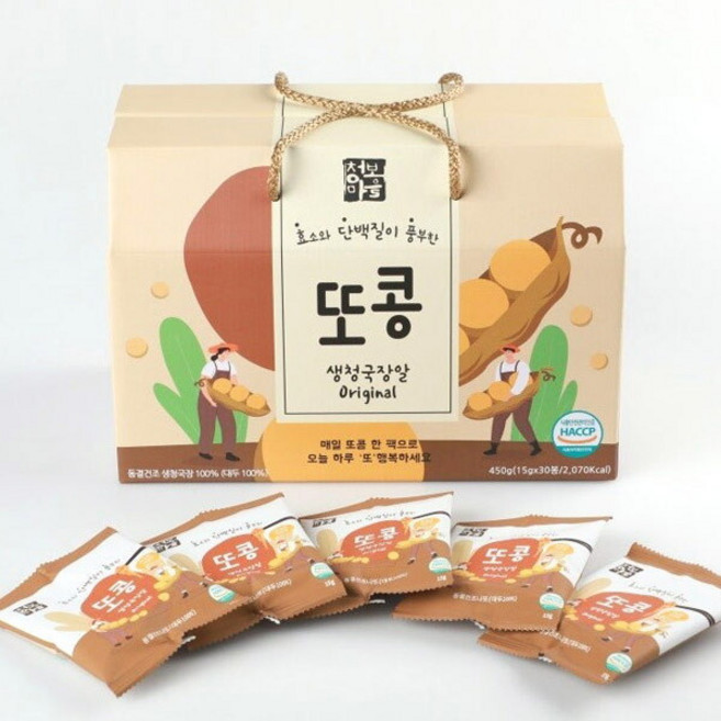 [청보마을] 또콩 생청국장알 하루또콩 세트 (15g x 30봉 / 1박스), 15g, 30개