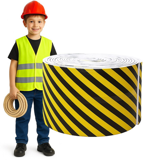 안전쿠션바 접착식 모서리보호대 폭50cm 총길이 1m단위 접착식 두께 12mm 안전가드 보호쿠션 코너보호대 주차장 벽보호대, 1개, 옐로우