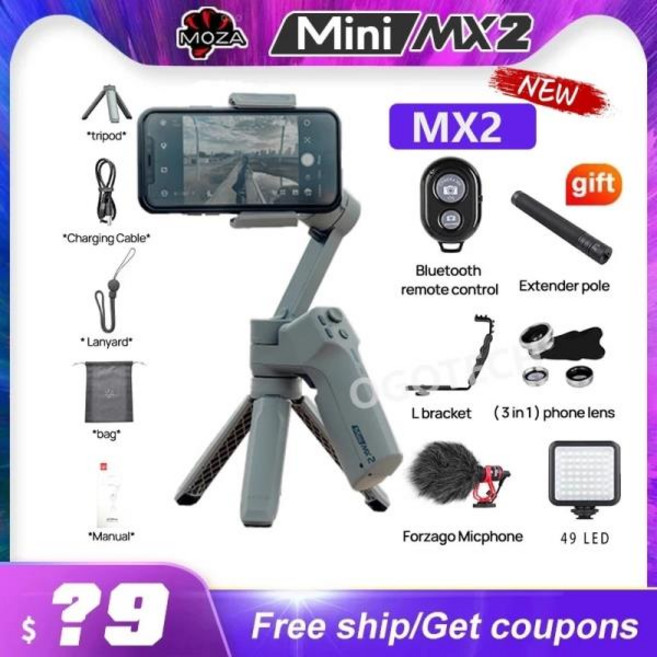 Moza 미니 MX2 짐벌 스마트 폰 3 축 브러시리스 핸드 헬드 안정기 iPhone 11 Huawei Xiao mi vs smooth x, 04 option 4, 1개