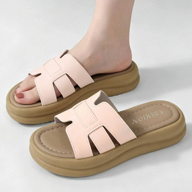 Modern Fashion 여성 발편한 통굽 샌들 고급감 컬러 슬리퍼 X139