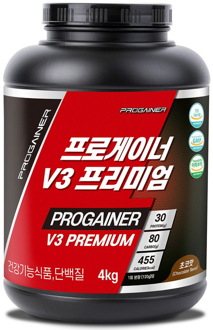 프로게이너 V3프리미엄 초코맛 체중근육 벌크업게이너, 4kg, 1개
