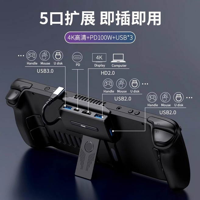 콘솔 도킹스테이션 스팀덱 UMPC 쿨링팬, 1개, 5in1 확장허브(거치대포함)