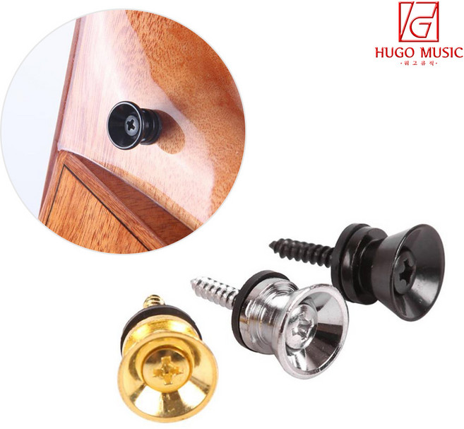 위고뮤직 통기타 우쿨렐레 스트랩락 멜빵고리 기타스트랩 핀 나사, 블랙, 1개