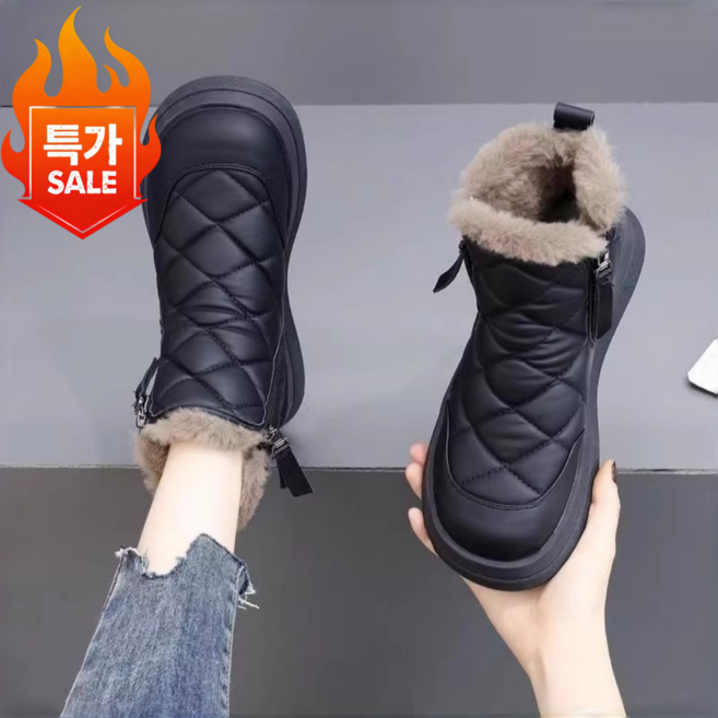 ZAJA여성 플리스 키높이 겨울 부츠 가볍고 미끄럼 방지 스노 부츠