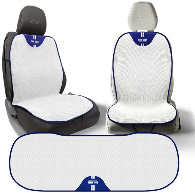 베베카 자동차시트커브 뉴_블랑코 풀세트 [ 앞좌석 보조석 뒷좌석 ] 화이트톤 청량감 부드러운 COOL 메쉬 시트커버, 화이트블루, 1개