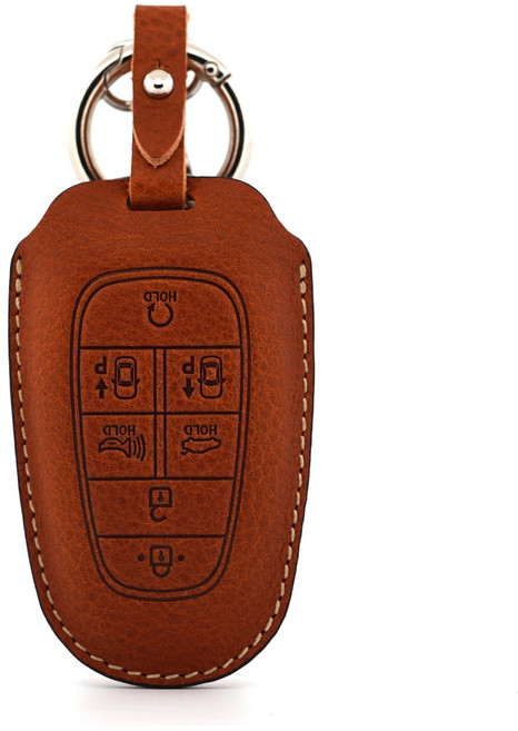 페레노 현대 더뉴그랜저 쏘나타DN8 투싼 넥쏘 7버튼 스마트키 가죽 케이스 키홀더 PH07, 미네르바복스브라운