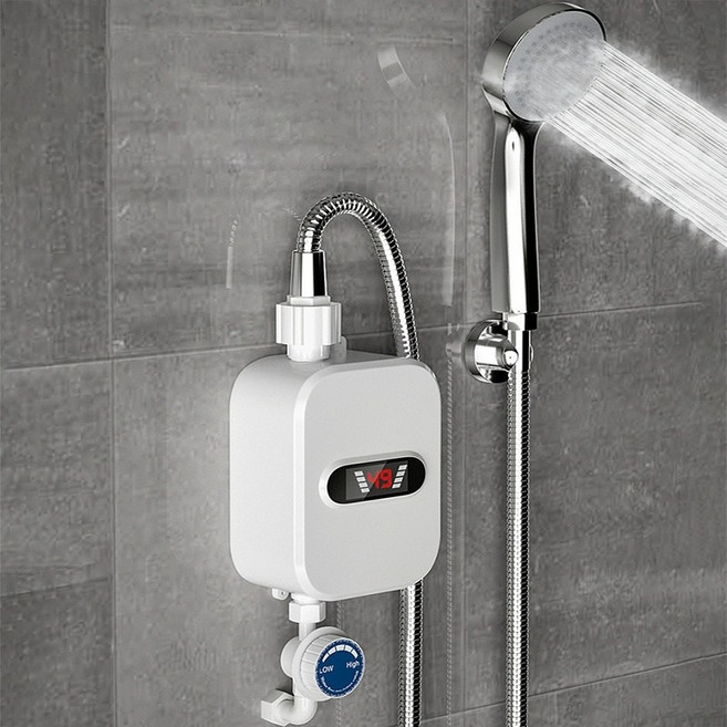 가정용 순간온수기 전기 온수기 온도 조절가능 급속가열 샤워 세트, 220v, 화이트