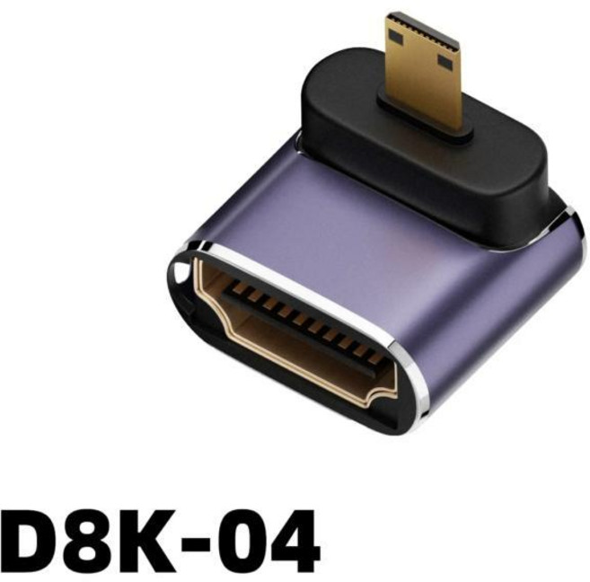 미니 NIHD / HD 호환 어댑터 90 270도 직각 남성 여성 변환기 8K 60HZ Conn, [06] D8K-04, 1개