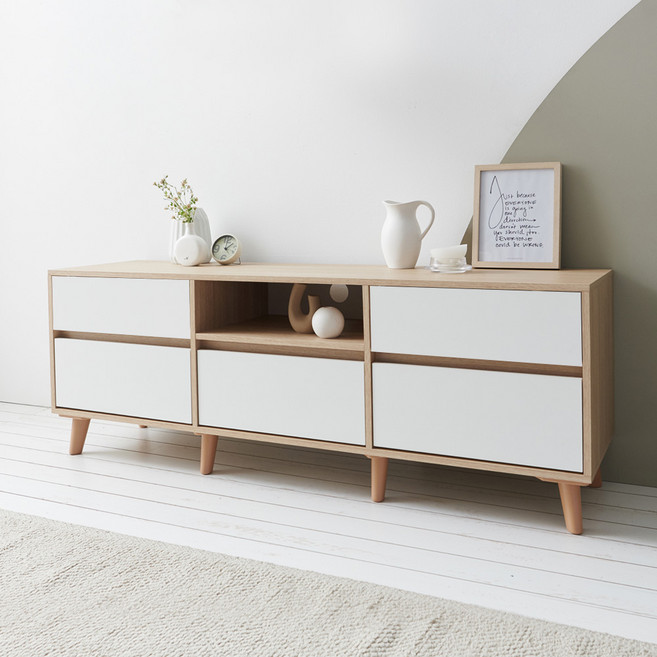 [케이컴퍼니본사] 이음2단1500거실장(5서랍형) / K1500-2S-IN-5C, 메이플화이트