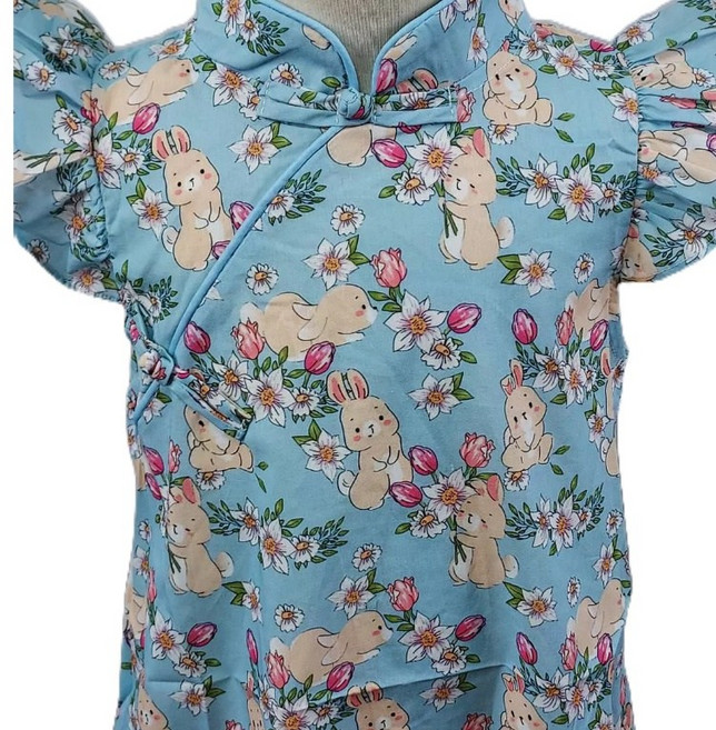 【Arbea】女童旗袍裙夏季洋氣古風碎花中國風漢服連衣裙兒童公主裙子【C122】