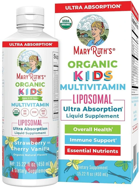 MaryRuth Organics 아동용 멀티비타민 리포솜 | 비건 아동용 무설탕 비타민 | 만 4세 이상 | 2개월 분량 | 500ml(15.22온스), MaryRuth Organics 아동용 멀티비타민 리포, 1개 - 쿠팡