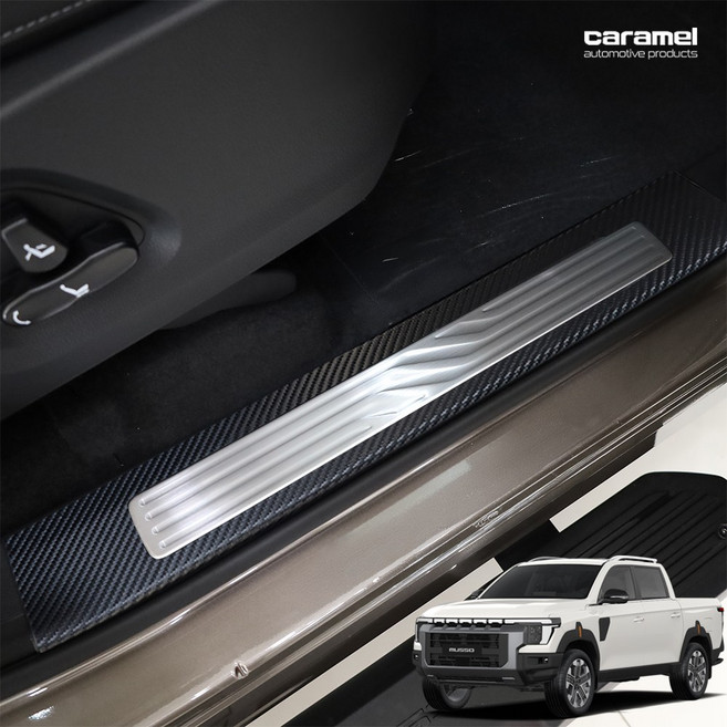 호환 무쏘 풀체인지 Q300 도어 스텝 커버 발판 튜닝 가드 보호 몰딩, 카본 (4P세트), 타입02 (기본형)