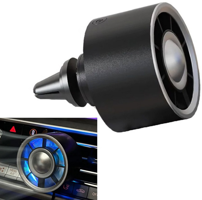 미니 에어 벤트 냉각 팬 3 기어 풍속 조절 가능 다채로운 분위기 조명 클립으로 휴대용 USB 충전, F18 Black