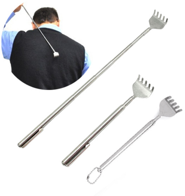 고리형 길이조절 안테나 효자손 4단 5단 휴대용 클립 고리 스테인레스 접이식 늘어나는 등긁개 등 긁기, 효자손 고리형 -소형, 1개