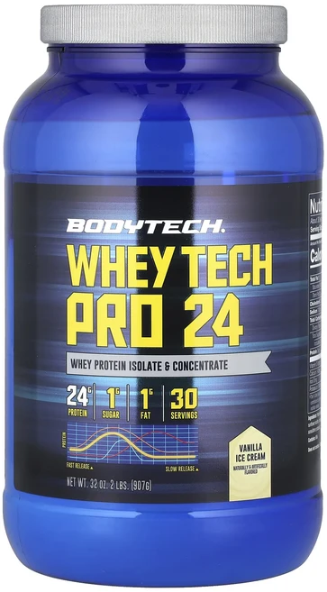 새해 건강을 선물하세요 BodyTech Whey Tech 프로 24 바닐라 아이스크림 907g(2lbs) 특별관리진행, BodyTechWheyTech프로24바닐라아이스크림90, 1개 - 쿠팡