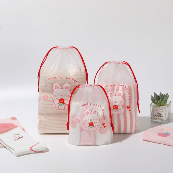 (20개세트) 다용도 반투명 캐릭터 스트링 방수 비닐 파우치