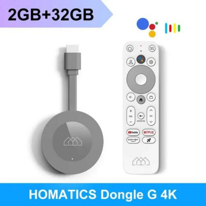 무선 안드로이드 TV 동글이 미러링 블루투스 송수신기 미라캐스트 구글 HOMATICS 동글 G 4K 넷플릭스 2G32G 암로직 S905Y4 지지대 돌비 애트모스 AV1 H.265, Eu 플러그, 2GB 32GB, 1개, 1) Eu 플러그 - 2GB 32GB