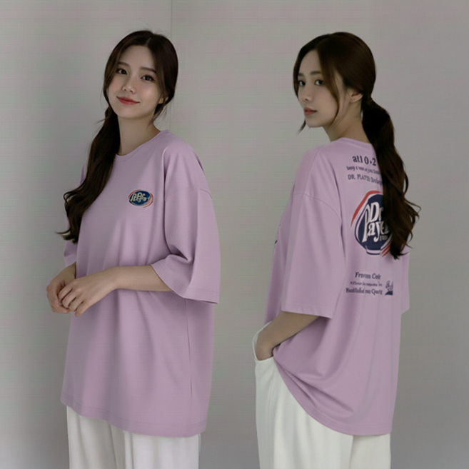 데일로엔 여성 여름 프린팅 포인트 루즈핏 반팔 이너 티셔츠