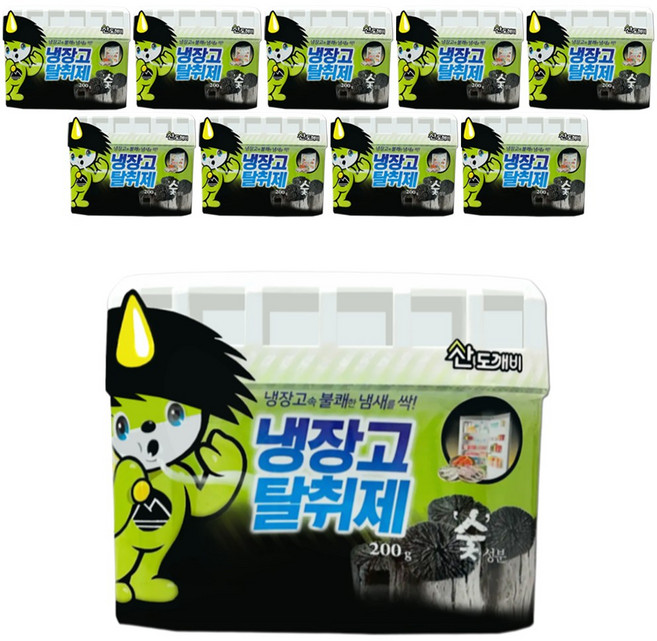 산도깨비 (슬림형) 냉장고 숯 탈취제 200g, 10개