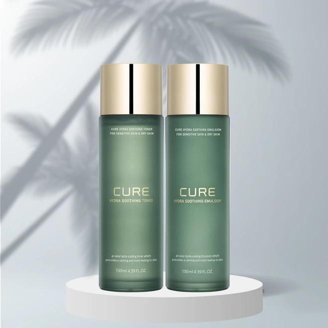 김정문알로에 큐어 하이드라 수딩 에멀젼 130ml +토너 130ml, 1세트 - 쿠팡