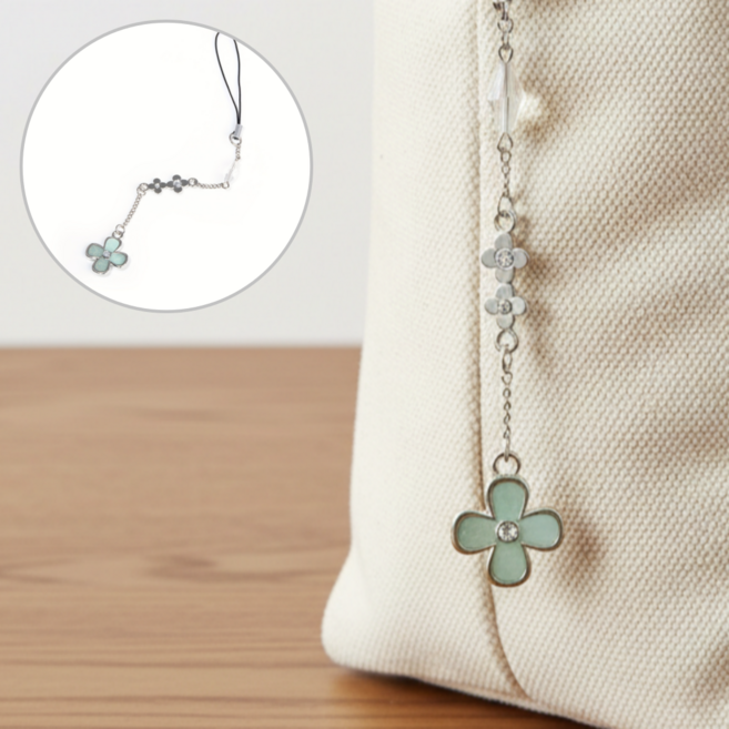 네잎클로버 펜던트 폰스트랩 행운 디자인 감성 키링, 1개, 네잎클로버 디자인