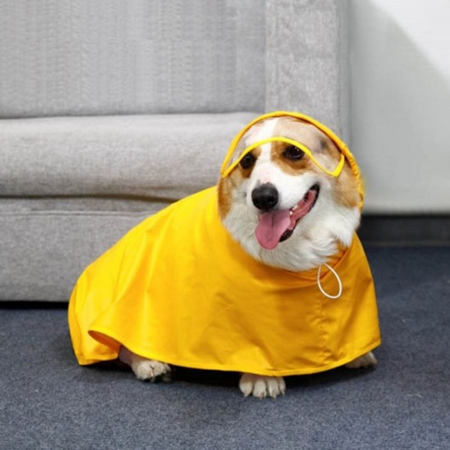 반려견 애견전용 강아지 우비 올인원 방수 레인코트 애견비옷 강아지우비 강아지옷 올인원, 옐로/M, 옐로