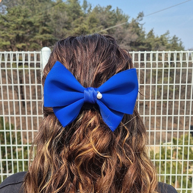 (신상 할인)달꼼세 자체제작 7가지 색상 인기만점 골프라운딩 포인트 네오플랜 진주 포인트 빅 리본 헤어핀