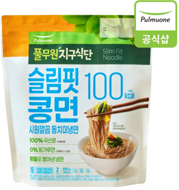 [[풀무원]] 지구식단슬림핏 콩면 동치미냉면 2인분 (850g), 425g, 2개