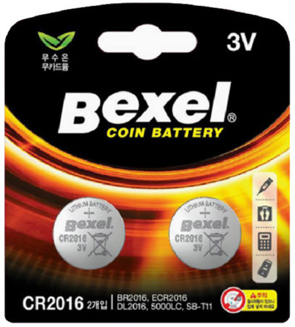 벡셀 코인 건전지 CR2016, 2개입, 2개