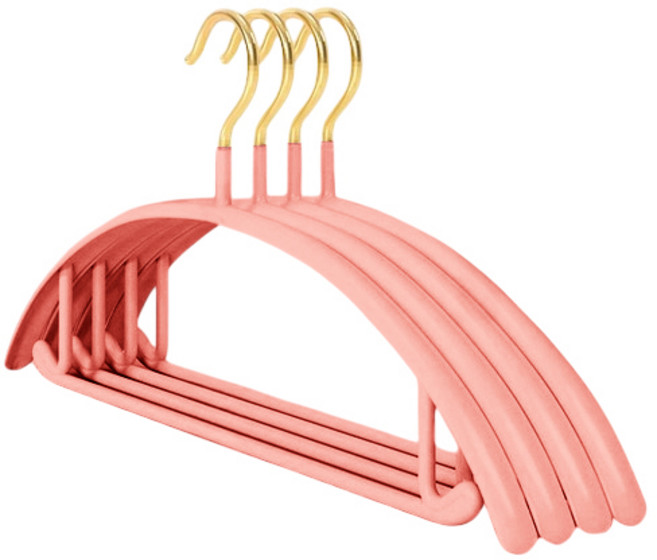 메종드리빙 흘러내림없는 논슬립 실리콘 코팅 골드훅 고급형 어깨 뿔 방지 옷걸이, 20개, 핑크