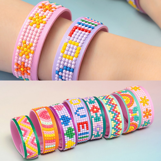 보석십자수 팔찌 만들기 취미생활 어린이 비즈 DIY 재료 패키지 선물, 지그재그하트