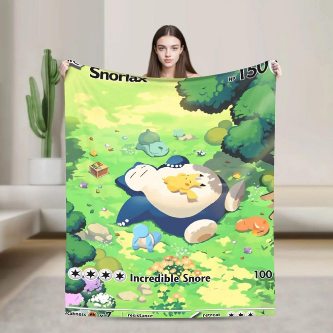 포케몬 애니메이션 카드 루카리오 플란넬 담요 부드럽고 내구성 침구 덮개 야외용 침대 커버 소파, 1개, 색상: 3. 6 / 크기: C. 102x127cm