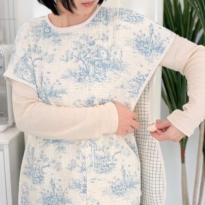 코코아돌 4중거즈 엄마턱받이 수유 가리개 앞치마 아기 침받이 트림패드, 1개, 1개입, 블루(4중거즈)